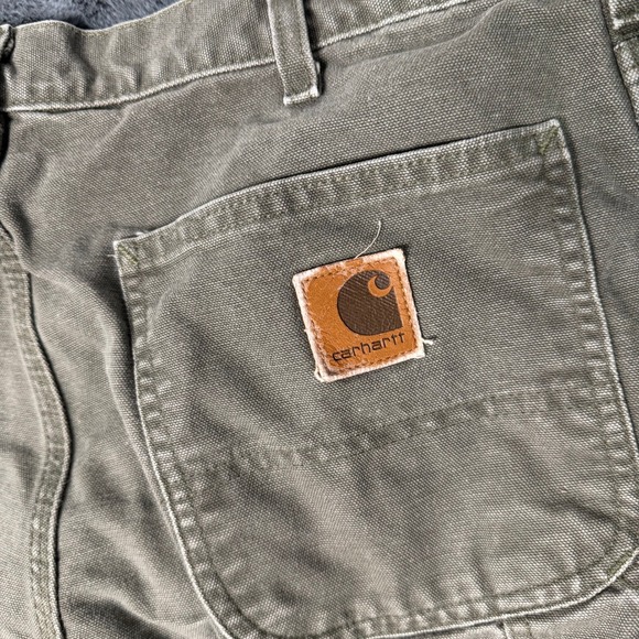 Carhartt Loose Fit Carpenter Pants Faded Olive Green Duck Canvas Mens 34x30 - Picture 9 of 10